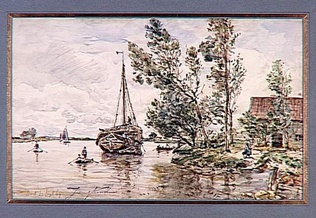 Johan Barthold Jongkind - Un bateau de foin sur la Meuse à Dordrecht