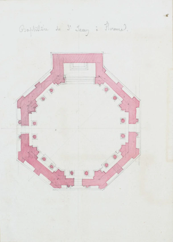 Edouard Villain - Plan du baptistère Saint-Jean, Florence