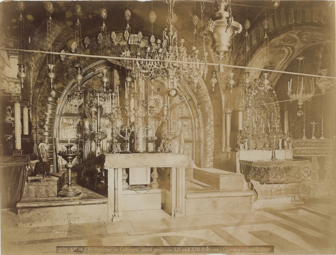 Félix Bonfils - XII and XIII Stations, Calvary, greec altar