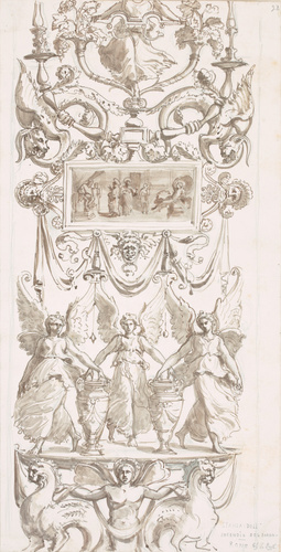 Louis Boitte - Le Vatican, la Chambre de l'Incendie, détail du décor d'arabesque...