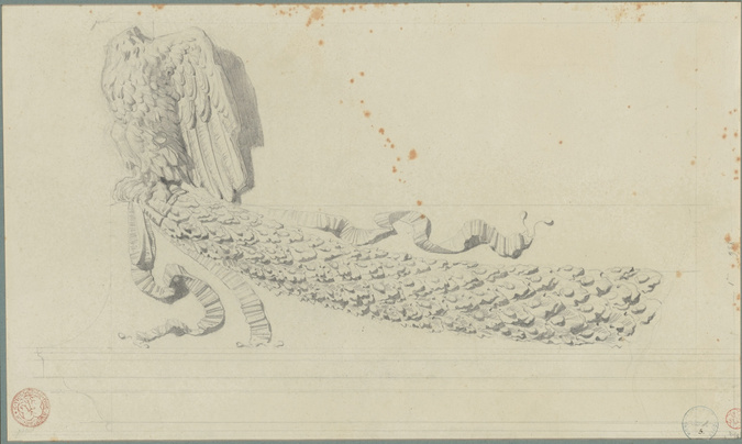 Eugène Viollet-le-Duc - Colonne Trajane, aigle et guirlande décorant le piédesta...