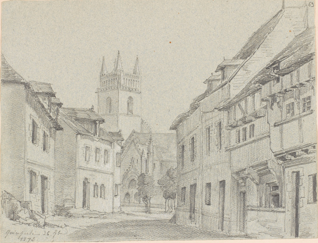 Louis Boitte - Quimperlé, vue de maisons et église
