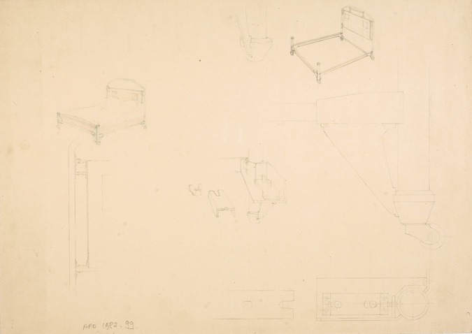 Henry Van de Velde - Projet de lit, sept dessins