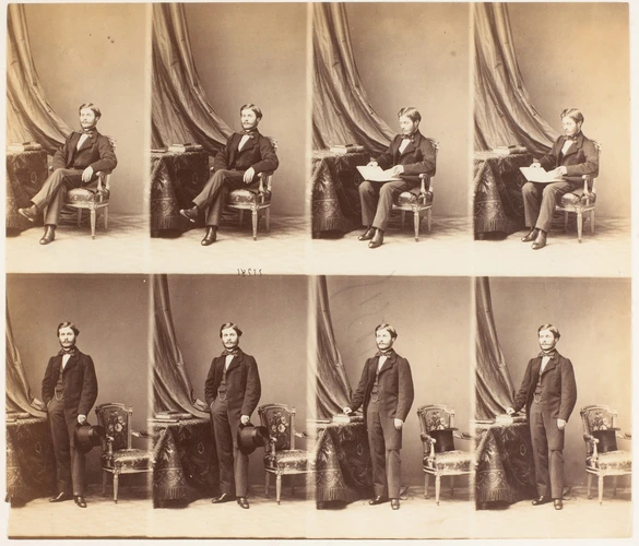 André Adolphe Eugène Disdéri - Prince Czetwertynski en huit poses, quatre assis ...