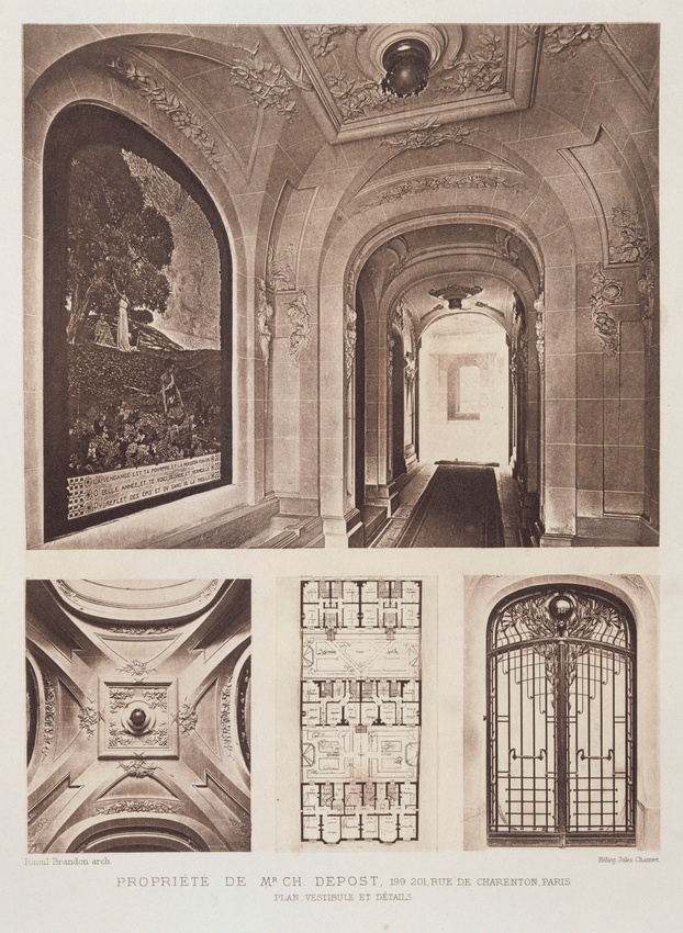 Immeuble 199201, rue de Charenton, Paris 12e. Plan, vue du hall, porte d'entrée. Raoul