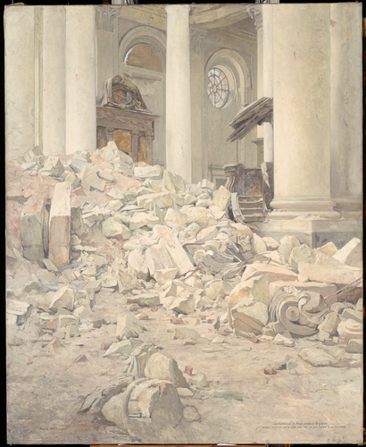 Fernand Sabatté - Intérieur de la cathédrale d'Arras en ruines, en 1916