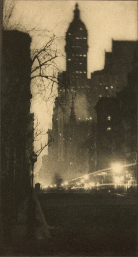 Alvin Langdon Coburn - Broadway and the Singer Building by night