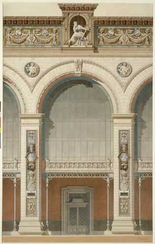 Projet pour l'Exposition universelle de 1889, état définitif de l'entrée sur l'Avenue Rapp du palais des Beaux-Arts - Jean-Camille Formigé