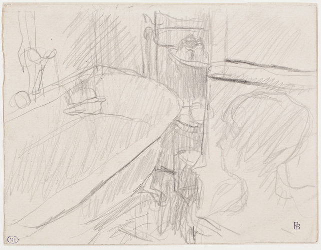 Pierre Bonnard - Intérieur de salle de bains, une tête de femme tournée vers la ...