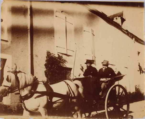 Anonyme - Voyage en Bourgogne, Degas et Bartholomé dans une voiture à cheval dan...