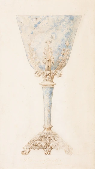 Projet de coupe de lapis-lazuli et argent oxydé - Frédéric-Jules Rudolphi