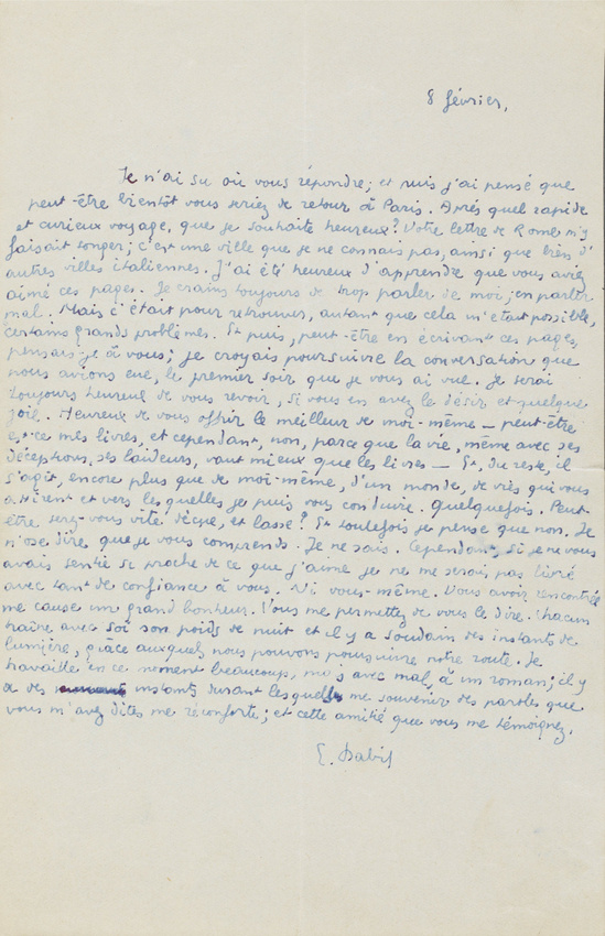 Correspondance manuscrite : Eugène Dabit à Doménica [?] Walter ...