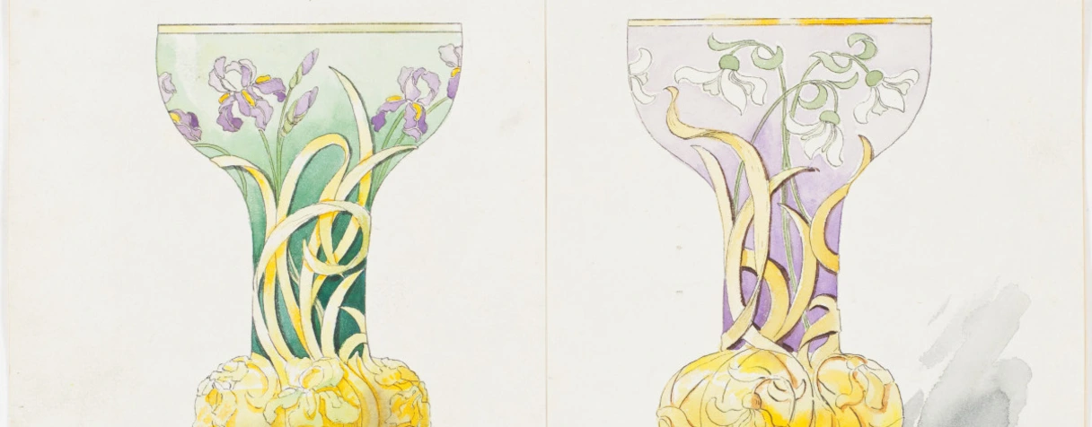 dessin, Théophile Soyer, Paul Soyer, Modèle pour vase émaillé, vers 1900