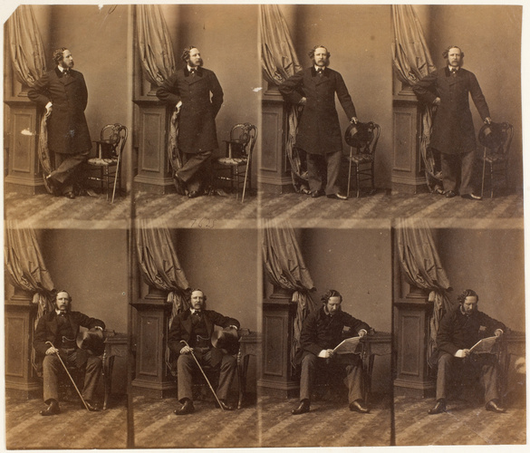 André Adolphe Eugène Disdéri - Colonel Purey Cust en huit poses, quatre assis et...
