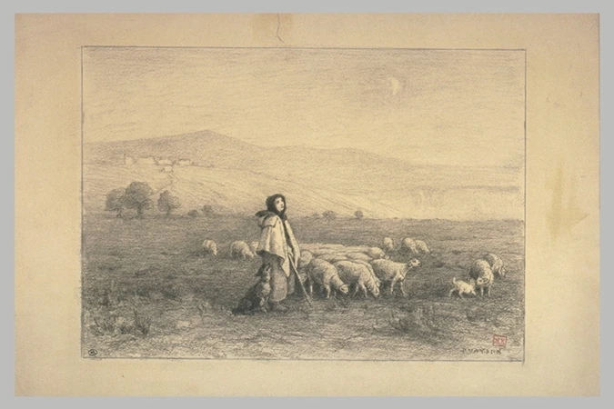 Paul Vayson - Jeune gardeuse de moutons