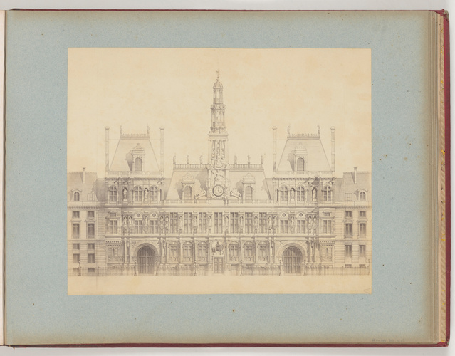 Anonyme - Vue des dessins pour la reconstruction de l'Hôtel de Ville de Paris: é...