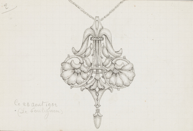 Enguerrand du Suau de la Croix - Pendentif à motif floral, chaîne, goutte en chu...