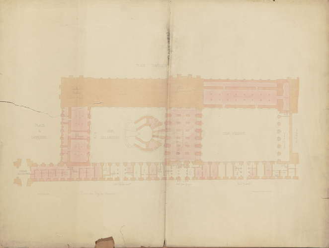 Anonyme - Projet d'aménagement de l'aile Sud du Louvre, plan du rez-de-chaussée