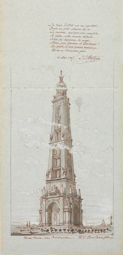 Louis Charles Boileau - Une tour de trois cents mètres, vue perspective