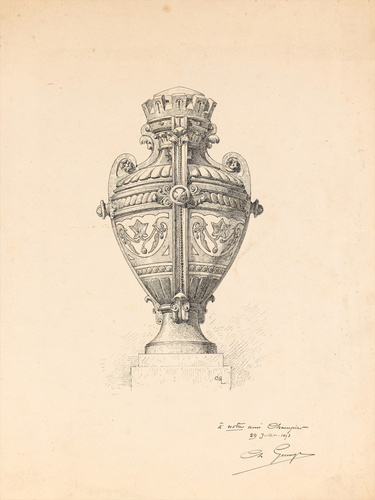 Charles Genuys - Projet de vase de forme ovoïde sur piédouche