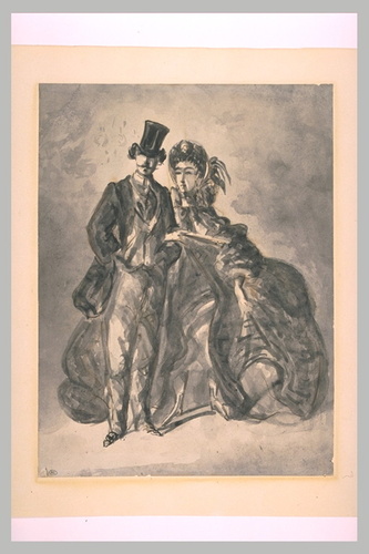 Constantin Guys - Couple en costumes de 1860