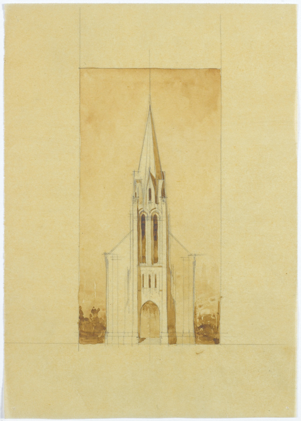 Alphonse Gosset - Elévation de la façade principale de l'église Saint-Germain-le...