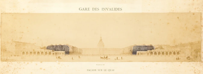 Louis-Emile Durandelle - Gare des Invalides : projet de façade sur le quai