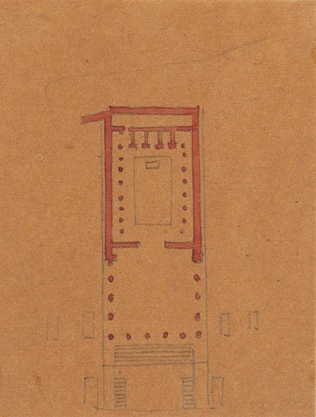 Edouard Villain - Plan d’un édifice rectangulaire tripartite