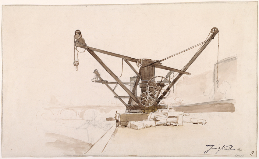 Johan Barthold Jongkind - Machine élévatrice sur un quai