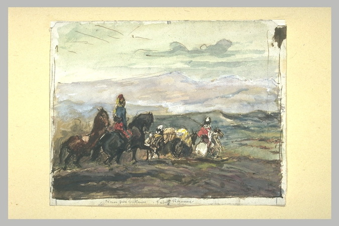 Guillaume Regamey - Spahis et chasseur d'Afrique avançant à cheval