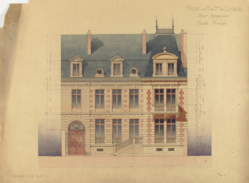 Juste Lisch - Hôtel particulier du baron de Courcel, façade principale