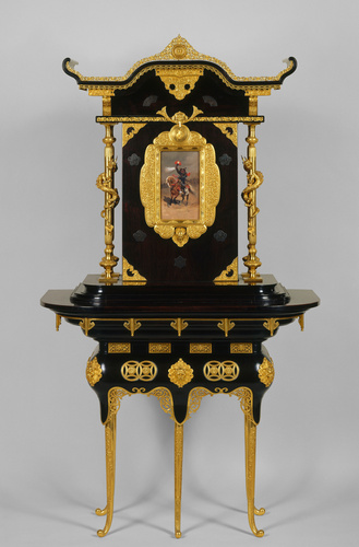 Edouard Lièvre - Meuble à deux corps : armoire sur table d'applique
