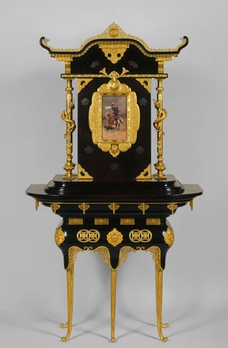 Edouard Lièvre - Meuble à deux corps : armoire sur table d'applique