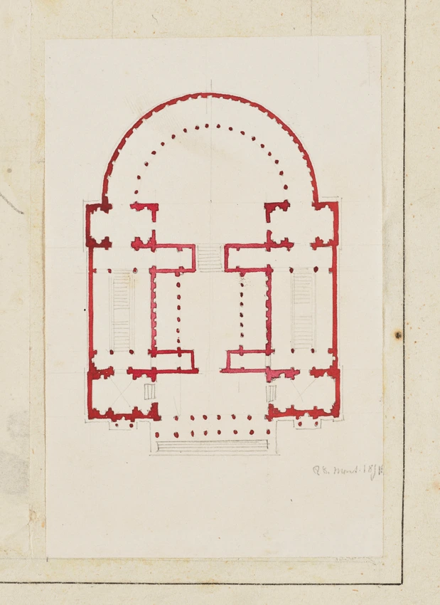 Edouard Villain - Plan d’un bâtiment rectangulaire