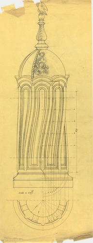 Exposition universelle de 1900, pavillon royal de Roumanie, plan et élévation du lanterneau - Jean-Camille Formigé