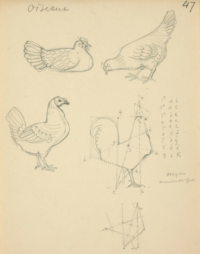 Eugène Grasset - Poules et coq