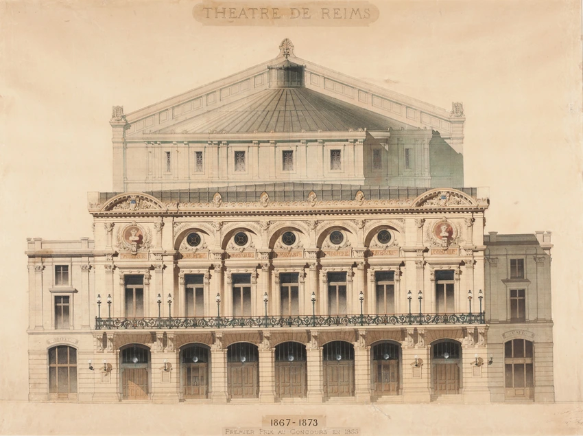 Alphonse Gosset - Théâtre de Reims, façade principale, élévation