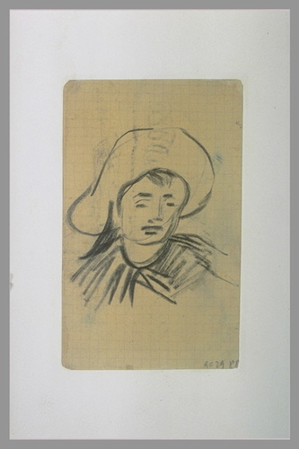 Vincent Van Gogh - Tête de jeune homme coiffé d'un grand chapeau