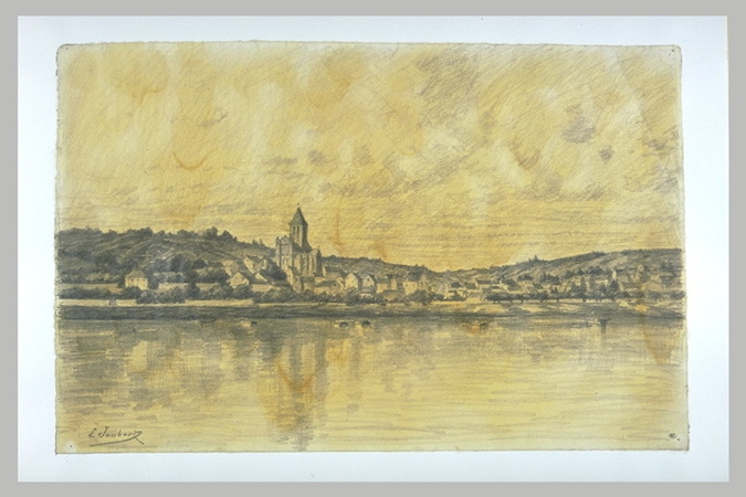 Léon Joubert - Village au bord d'une rivière
