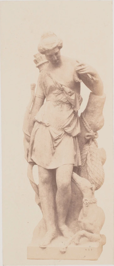 Edouard Baldus - "La Chasseresse au repos", sculpture de Paul Cabet, décor du pa...