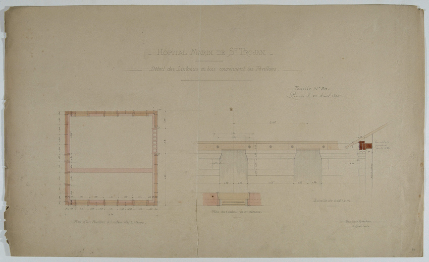 Charles-Justin Le Coeur - Hôpital de Saint-Trojan, plan d'un pavillon à hauteur ...