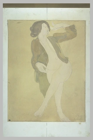 Auguste Rodin - Femme nue, portant une veste brune