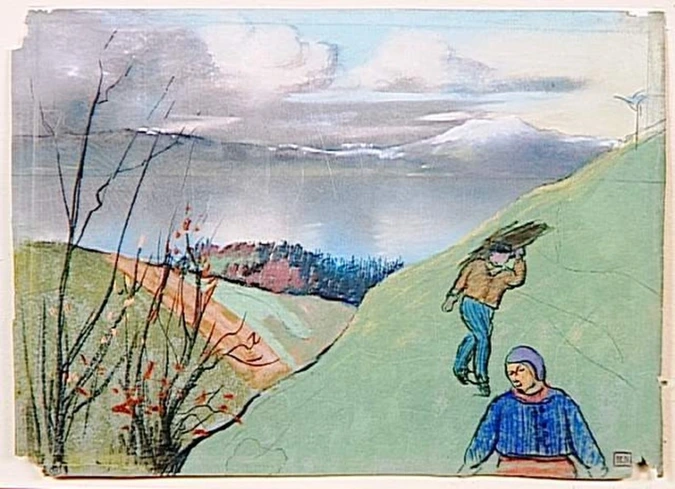 Charles Cottet - Paysage avec deux personnages