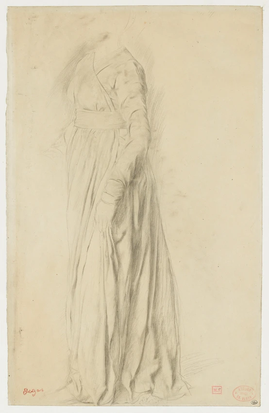 Edgar Degas - Femme vêtue d'une longue robe, debout, de profil à gauche