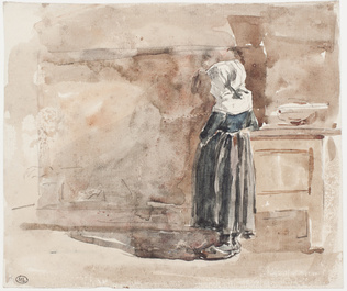 Eugène Boudin - Fillette bretonne dans un intérieur