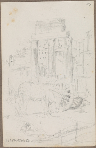 Louis Boitte - Un boeuf devant les colonnes du temple de Castor et Pollux