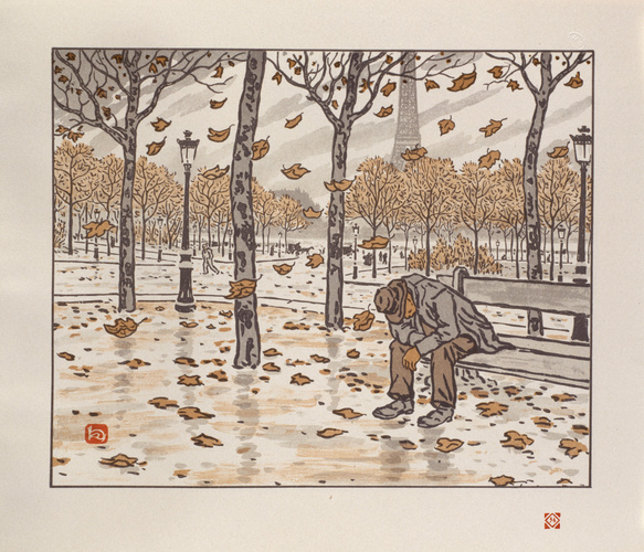 Henri Rivière - Des jardins du Trocadéro, l'automne