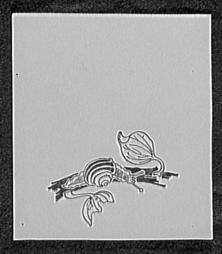 Léopold Lelée - Motif décoratif d'escargot sur une branche, deux feuilles dont u...