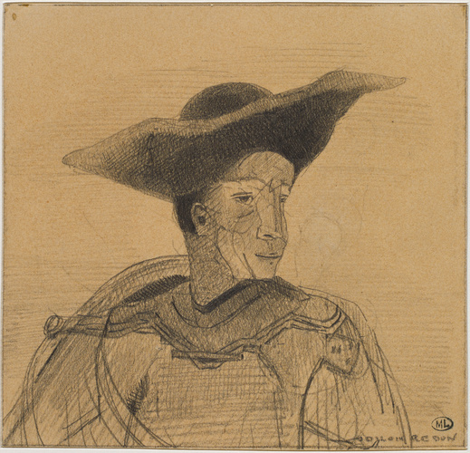 Odilon Redon - Homme au grand chapeau noir, vêtu d'un pourpoint