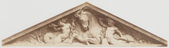 Edouard Baldus - "La naissance du cheval", sculpture de Pierre Rouillard, décor ...